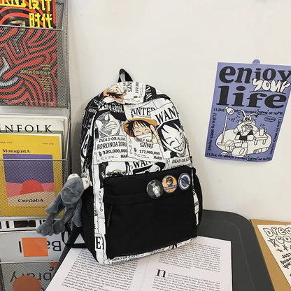 One Piece Luffy Printing Backpack Bags Anime School Bag Student Schoolbag For Men and Women