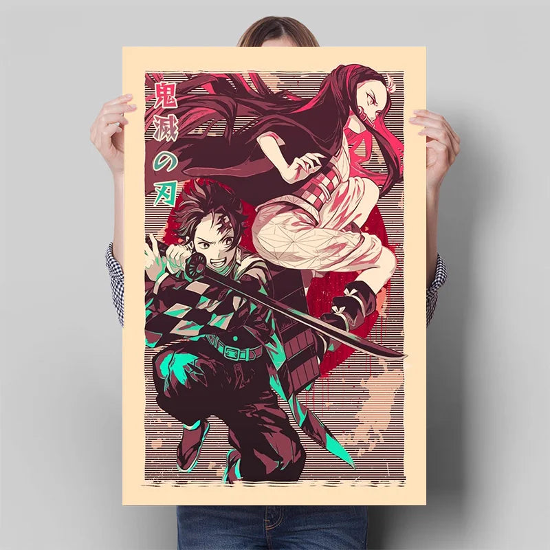 Demon Slayer Posters, Anime Retro Poster Tanjiro Kamado Kamado Nezuko Hashibira Inosuke Shinobu Kocho
Breath Techniques Decorative Wall Art