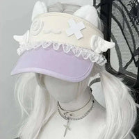 Kawaii Confused Kitty Summer Visor CLOUDANIMESTUDIO