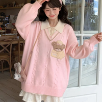 Cute Cookie Bear V-Neck Sweater
