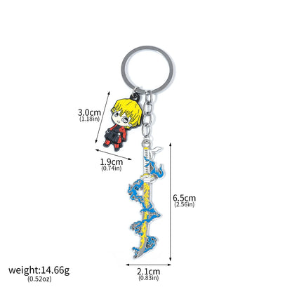Demon Slayer Sword Keychains, Anime Kimetsu no Yaiba Tomioka Weapon Key Chains Accessories