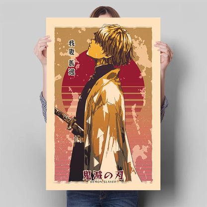 Demon Slayer Posters, Anime Retro Poster Tanjiro Kamado Kamado Nezuko Hashibira Inosuke Shinobu Kocho
Breath Techniques Decorative Wall Art