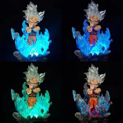 Goku Ultra Instinct and Vegeta Super Saiyan Blue LED Mini Figure, Dragon Ball Super Figurines 10 CM