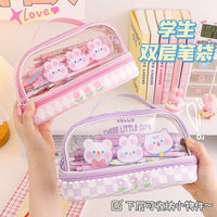 Double-Layer Transparent Pencil Bag CLOUDANIMESTUDIO