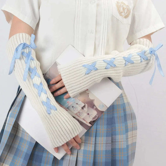 Lovely Ribbon Knit Arm Warmers CLOUDANIMESTUDIO