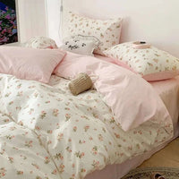 Pink Floral Bedding Set CLOUDANIMESTUDIO