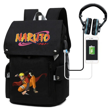 Naruto Anime Backpack, Naruto Shippuden College School Student Bag Multifunctional Large Capacity Computer Travel Backpack