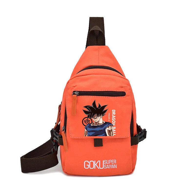 Popular Anime Style Shoulder Canvas Backpack, Luffy Naruto Dragon Ball For Students Crossbody Bag Chest Bag One Piece, Dragon Ball, Naruto, Attack on Titan 35X20CM