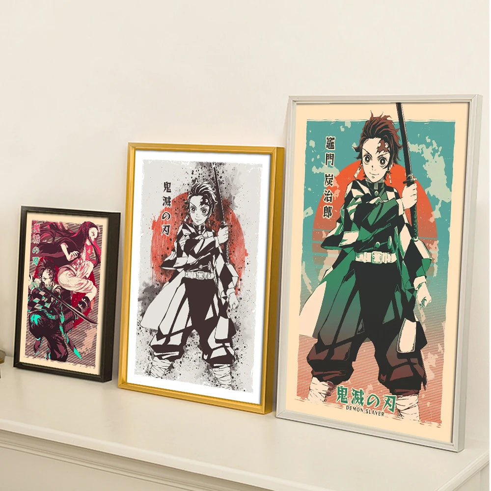 Demon Slayer Posters, Anime Retro Poster Tanjiro Kamado Kamado Nezuko Hashibira Inosuke Shinobu Kocho
Breath Techniques Decorative Wall Art