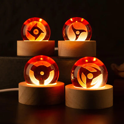 Mangekyo Sharingan Crystal Ball Set 7 PCS With LED Light Base, Naruto Shippuden Anime Figurines Night Lamps