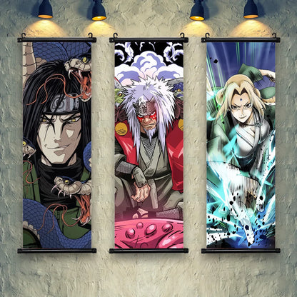 Hot NARUTO Shippuden Anime Scroll, Canvas Wall Art Hanging Posters, Konaha Leaf Ninjas and More