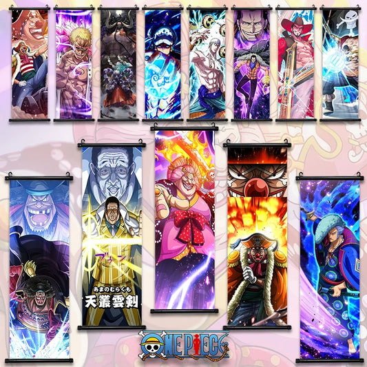 Anime ONE PIECE Poster Scrolls Wall Art, Sanji Roronoa Zoro Luffy Nami Canvas Prints Kids Room Decoration Hanging Scrolls