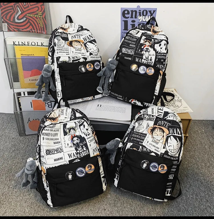 One Piece Luffy Printing Backpack Bags Anime School Bag Student Schoolbag For Men and Women