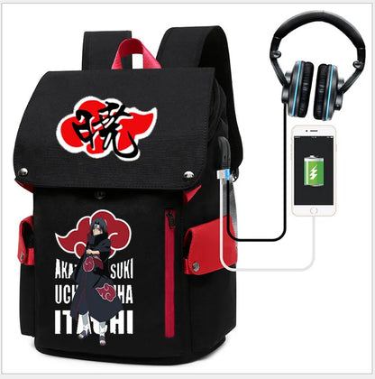 Naruto Anime Backpack, Naruto Shippuden College School Student Bag Multifunctional Large Capacity Computer Travel Backpack