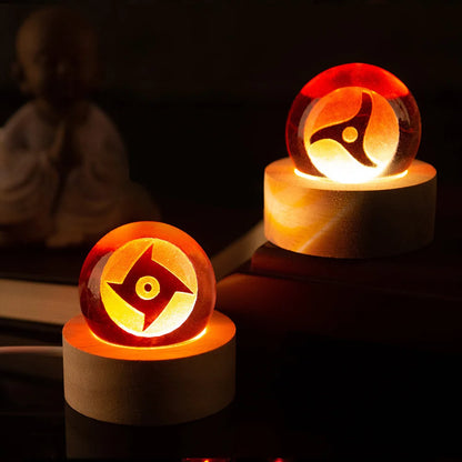 Mangekyo Sharingan Crystal Ball Set 7 PCS With LED Light Base, Naruto Shippuden Anime Figurines Night Lamps