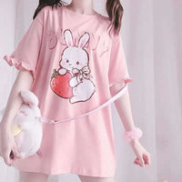 Pink Strawberry Bunny T-Shirt CLOUDANIMESTUDIO
