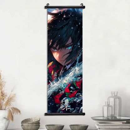 Demon Slayer Scroll Wall Art, Hashira Nezuko Agatsuma Zenitsu Inosuke Scroll Canvas Wall Hanging Painting Home Decor Anime Poster for Bedrooms