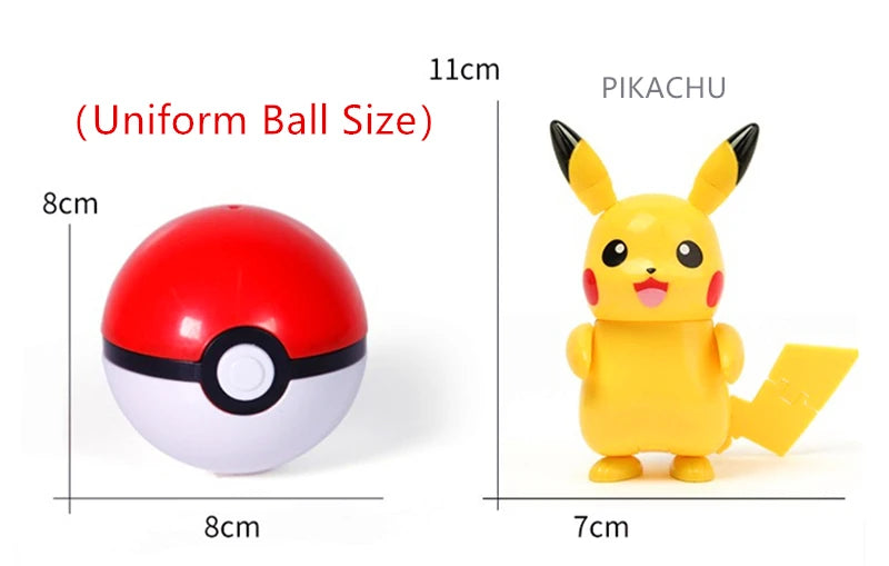 Pokemon Pokeball Anime Figures Toys, Pikachu Gengar Dragonite Snorlax Lapras Pocket Pokeball Toys - CloudAnimeStudio