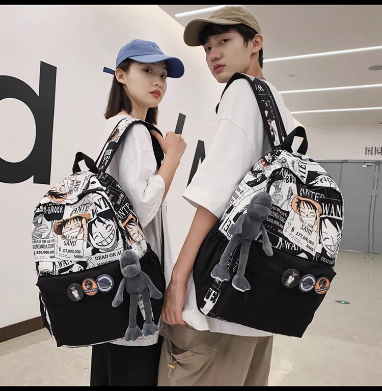 One Piece Luffy Printing Backpack Bags Anime School Bag Student Schoolbag For Men and Women