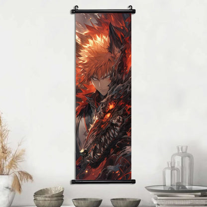 Bleach Anime Scroll Wall Art Poster, Decorative Print Ichigo Kurosaki, Hitsugaya Toshiro, and Grimmjow Jaegerjaquez Canvas Home Decor