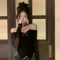 Off-Shoulder Butterfly Lace Top