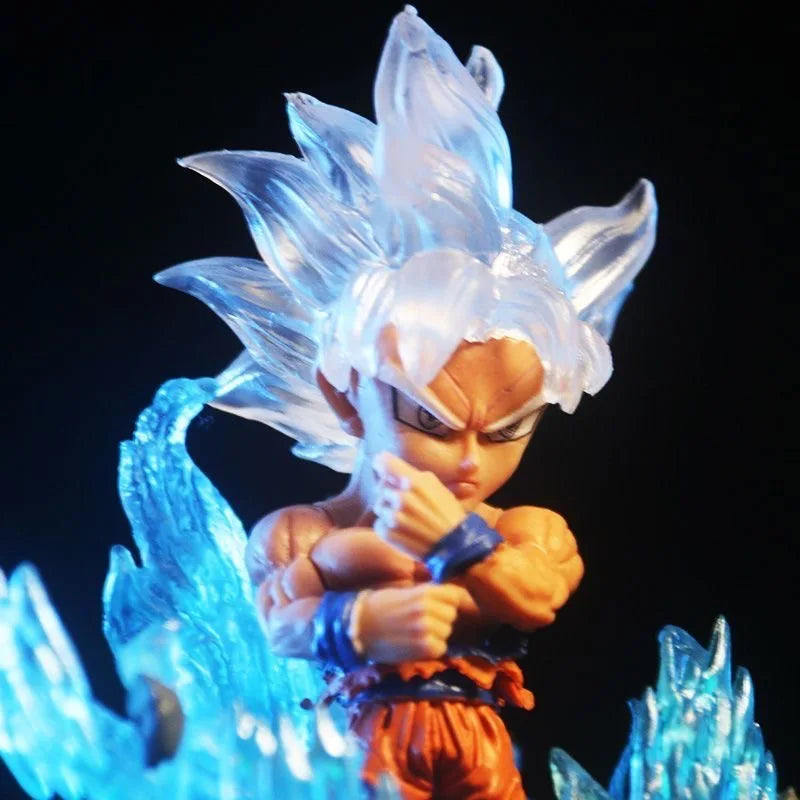 Goku Ultra Instinct and Vegeta Super Saiyan Blue LED Mini Figure, Dragon Ball Super Figurines 10 CM