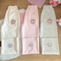 Kawaii Pastel Strawberry Puppy Casual Pants