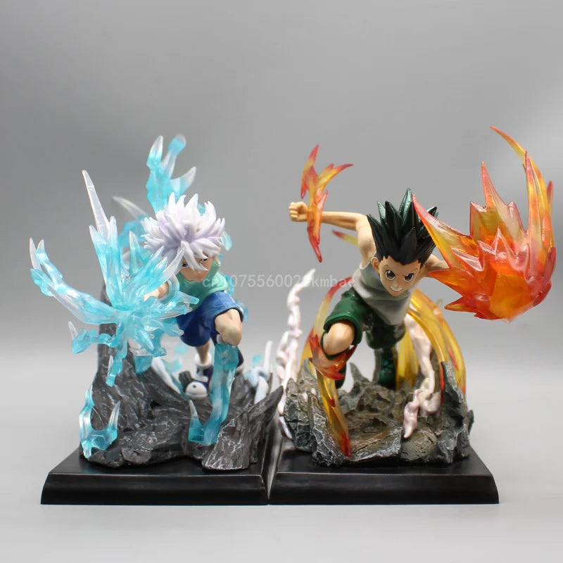 Killua Zoldyck and Gon Freecss Anime Figures, Hunter×Hunter Godspeed x Ja Jan Ken Anime Figurines Collectible Statue Model 18cm