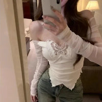 Off-Shoulder Butterfly Lace Top