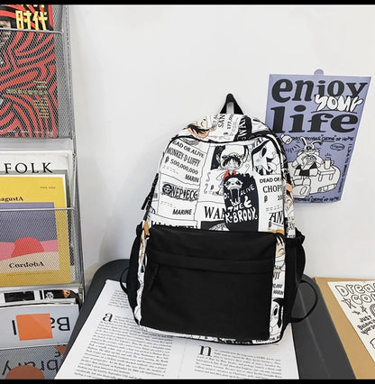 One Piece Luffy Printing Backpack Bags Anime School Bag Student Schoolbag For Men and Women