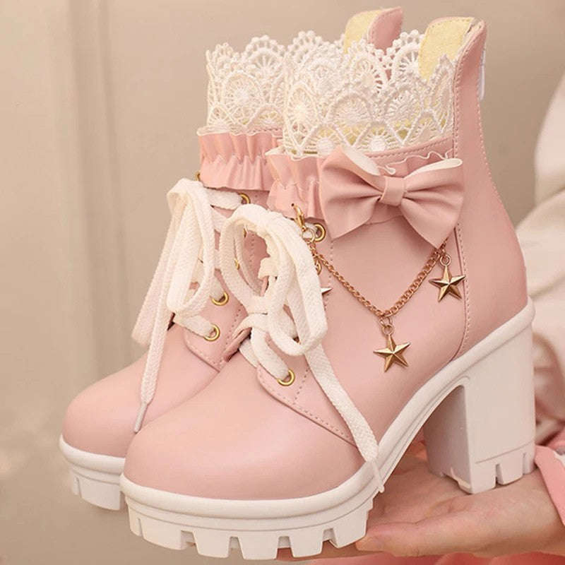 Pretty Pink Ankle Boots CLOUDANIMESTUDIO