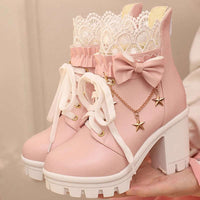 Pretty Pink Ankle Boots CLOUDANIMESTUDIO