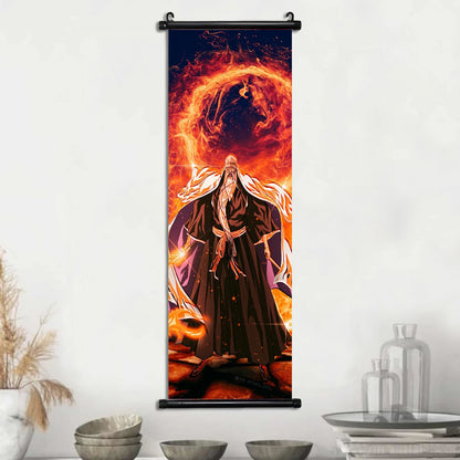 Bleach Scroll Wall Art, Hanging Prints Wall Artwork Kurosaki Ichigo Scrolls Canvas Japanese Anime Posters Home Decor for Living Room