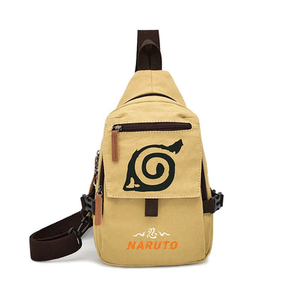 Popular Anime Style Shoulder Canvas Backpack, Luffy Naruto Dragon Ball For Students Crossbody Bag Chest Bag One Piece, Dragon Ball, Naruto, Attack on Titan 35X20CM