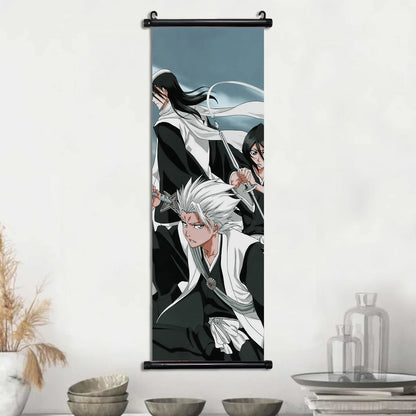 Bleach Scroll Wall Art, Hanging Prints Wall Artwork Kurosaki Ichigo Scrolls Canvas Japanese Anime Posters Home Decor for Living Room