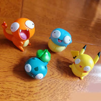 8 PCS Silly Pokemon Mini Figurine Set, Pikachu Bulbasaur Charmander Squirtle Cute PVC Action Figures