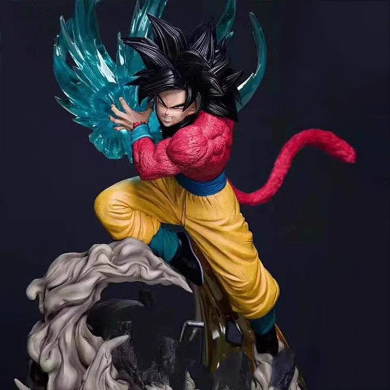 Goku SSJ4 Kamehameha Wave Anime Figure, Dragon Ball Figure GT Super Saiyan 4 Son Goku PVC Statue 38 cm