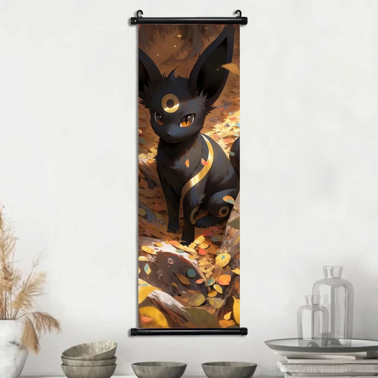 Pokemon Scroll Wall Art, Anime Posters Pikachu Eevee Modern Room Decoration Charizard Canvas Hanging Scrolls Wall Prints