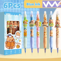 Cute Capy Buddies Erasable Gel Pen 6pcs CLOUDANIMESTUDIO