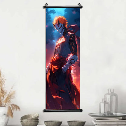 Bleach Anime Scroll Wall Art Poster, Decorative Print Ichigo Kurosaki, Hitsugaya Toshiro, and Grimmjow Jaegerjaquez Canvas Home Decor