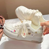 Kawaii Tulips and Bear Mesh Sneakers