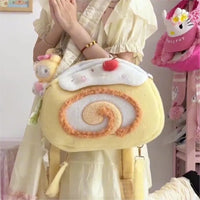 Kawaii Swiss Roll Plush Backpack