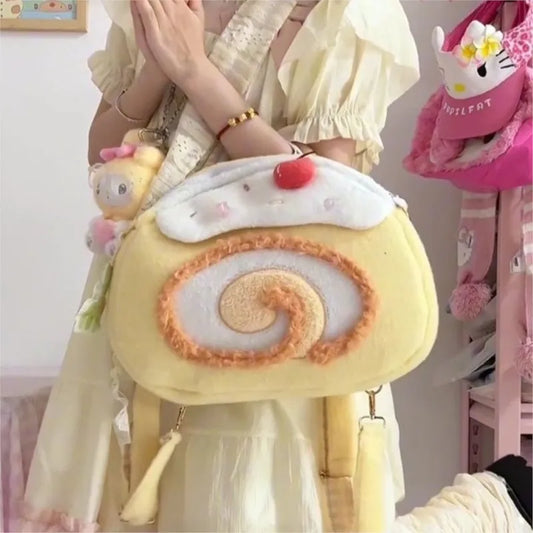 Kawaii Swiss Roll Plush Backpack