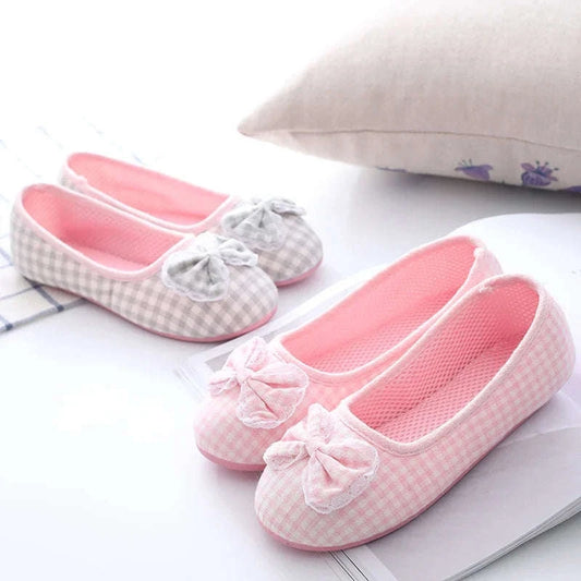 Cute Gingham Cotton Slippers CLOUDANIMESTUDIO