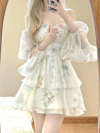 Cute Floral Chiffon Mini Dress