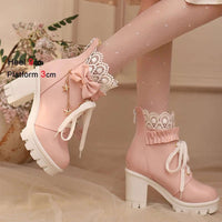 Pretty Pink Ankle Boots CLOUDANIMESTUDIO