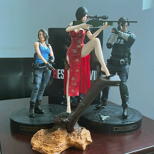Ada Wong, Jill Valentine, Leon Scott Kennedy Figure, Resident Evil Anime Gaming Figurines 13 in