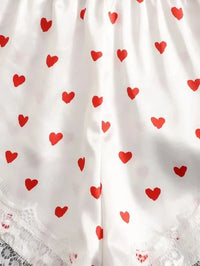 Heart Print Crop Top Pajamas
