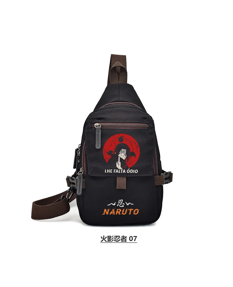 Popular Anime Style Shoulder Canvas Backpack, Luffy Naruto Dragon Ball For Students Crossbody Bag Chest Bag One Piece, Dragon Ball, Naruto, Attack on Titan 35X20CM