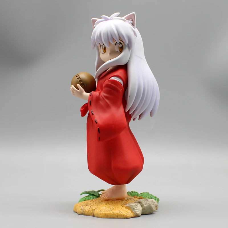 Cute Kawaii Inuyasha Anime Figures, Looking Back Pose Kawaii Chibi Doll Model Desktop Decoration 16cm